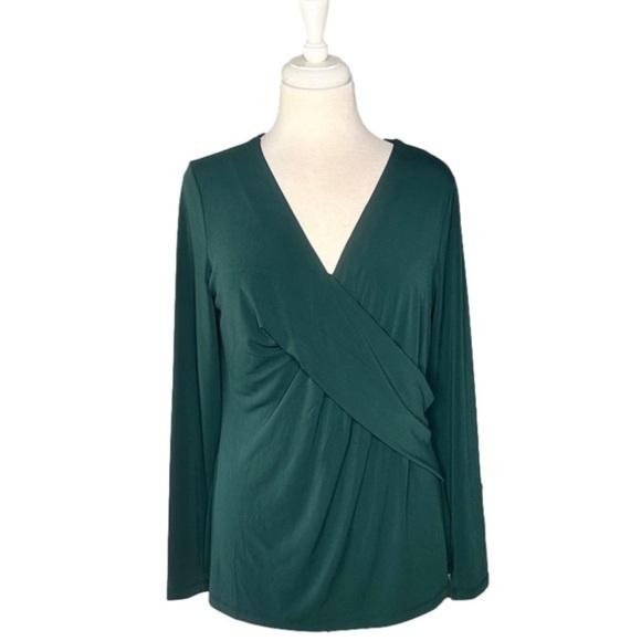 J Jason Wu Green Faux Wrap Long Sleeve Top Size M - Picture 1 of 4